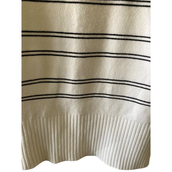 French Connection NWOT Mock Neck Sweater White w Black Stripe Large - Picture 3 of 6